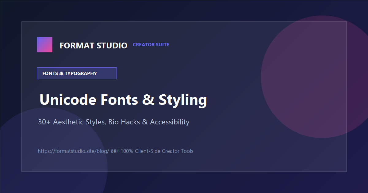 Instagram bio fonts styling guide and Unicode typography preview illustration